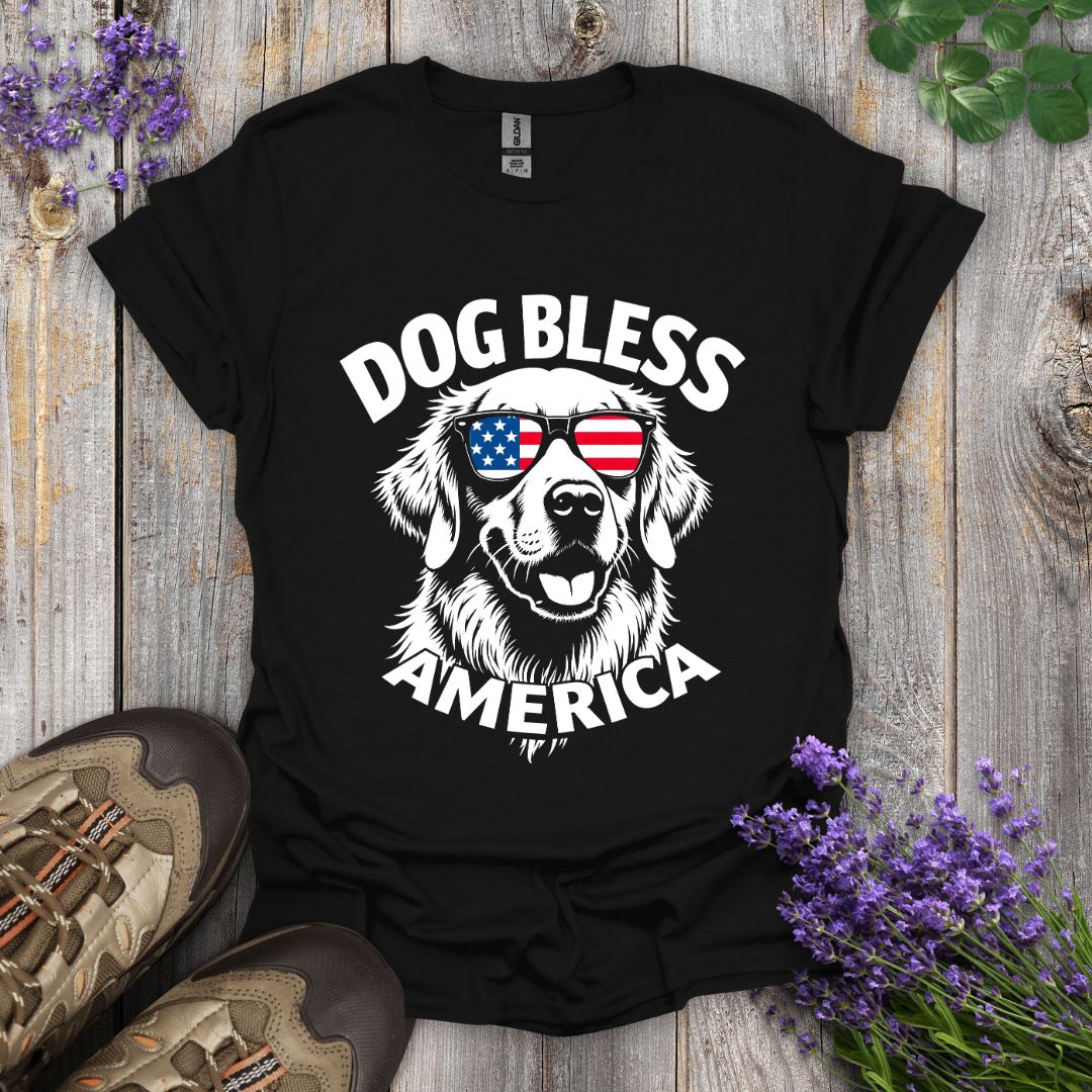 Dog Bless America (Golden Retriever) T-Shirt