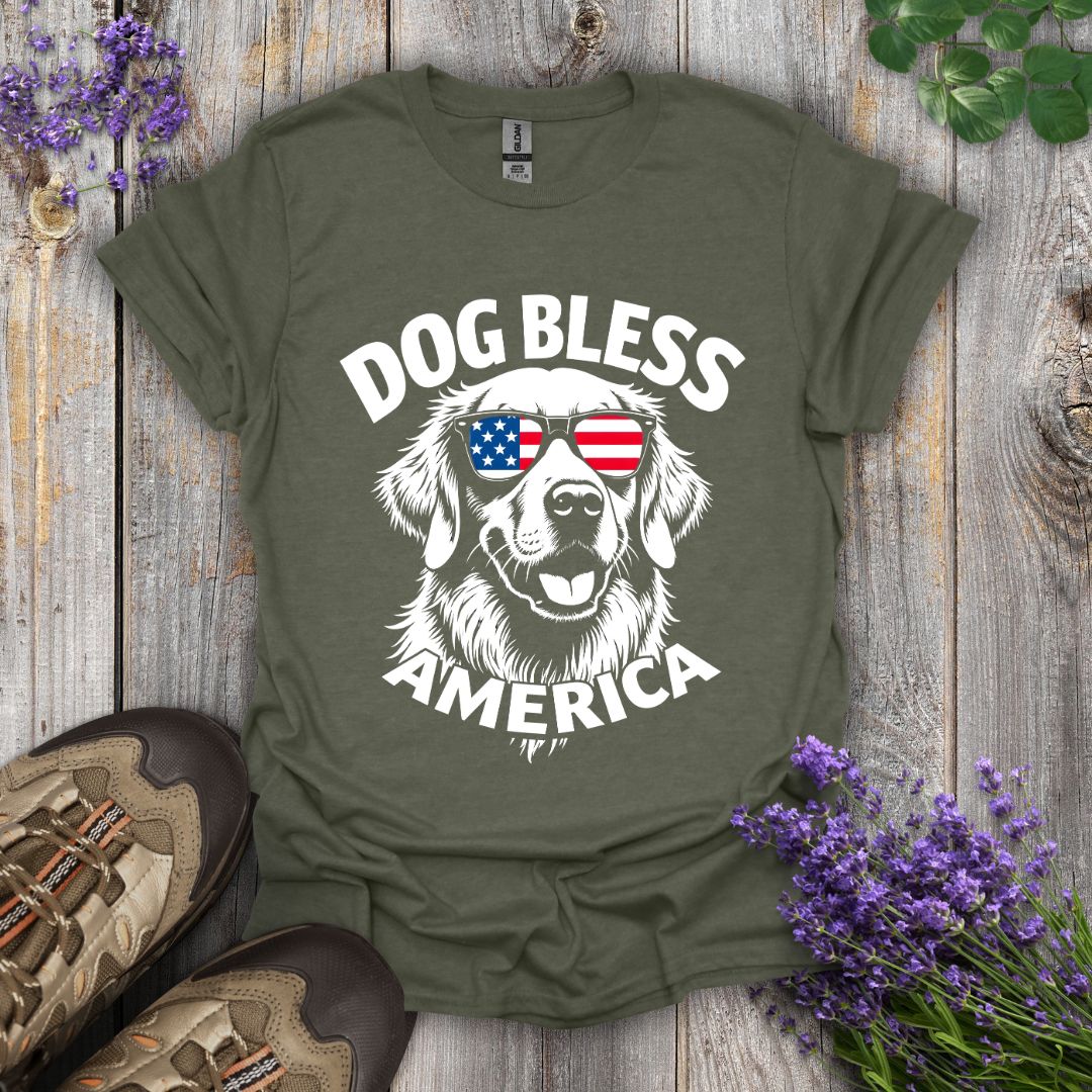 Dog Bless America (Golden Retriever) T-Shirt