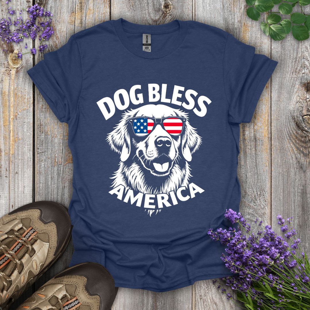 Dog Bless America (Golden Retriever) T-Shirt