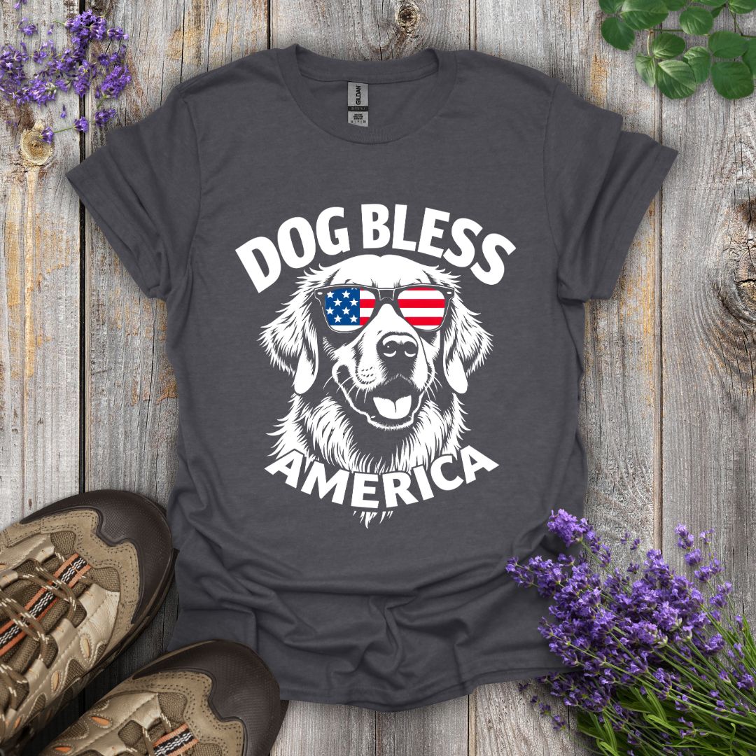 Dog Bless America (Golden Retriever) T-Shirt