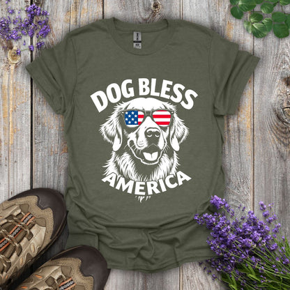 Dog Bless America (Golden Retriever) T-Shirt